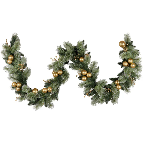Christabelle 274cm Battery-Operated Christmas Garland with Warm White Light Gold Collection