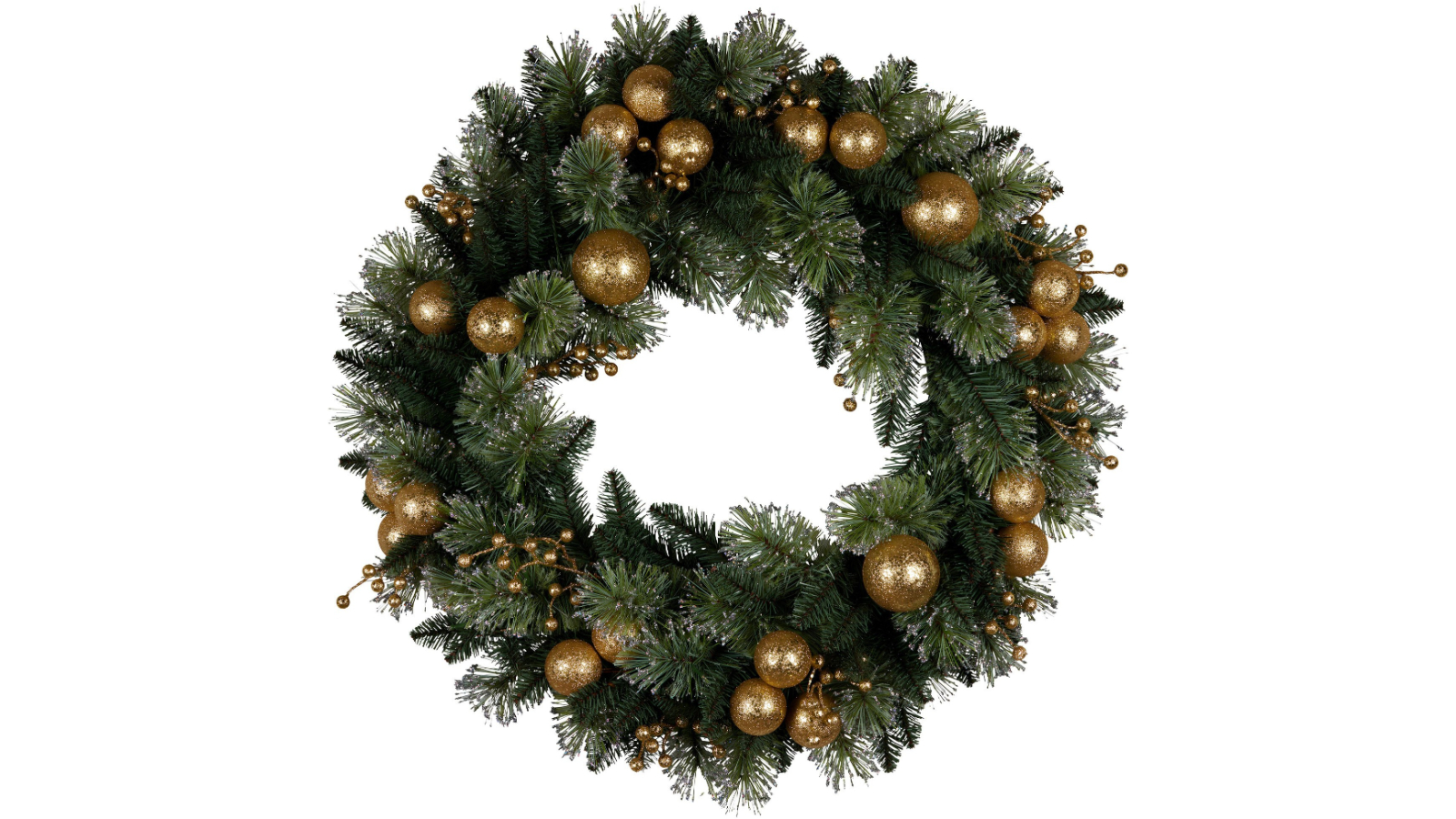 Christabelle Battery-Operated Christmas Wreath with Warm White Light Gold Collection - 76cm
