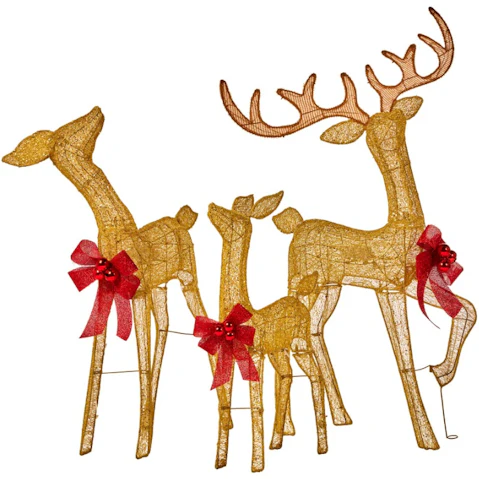 Christabelle 3 Reindeer Gold Mesh Family Christmas Light