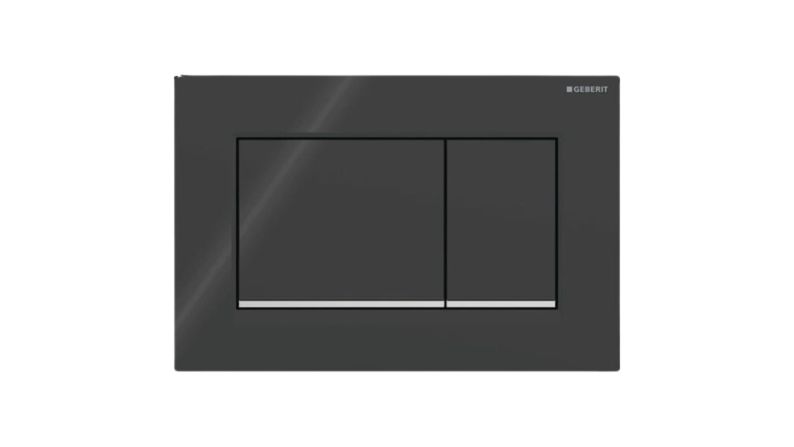 Geberit Sigma20 Square Dual Flush Plate - Black Glossy/Chrome Glossy