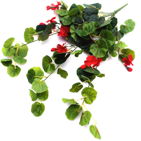 Designer Plants Artificial Geranium Hanging Bush with Red Flower - 60cm