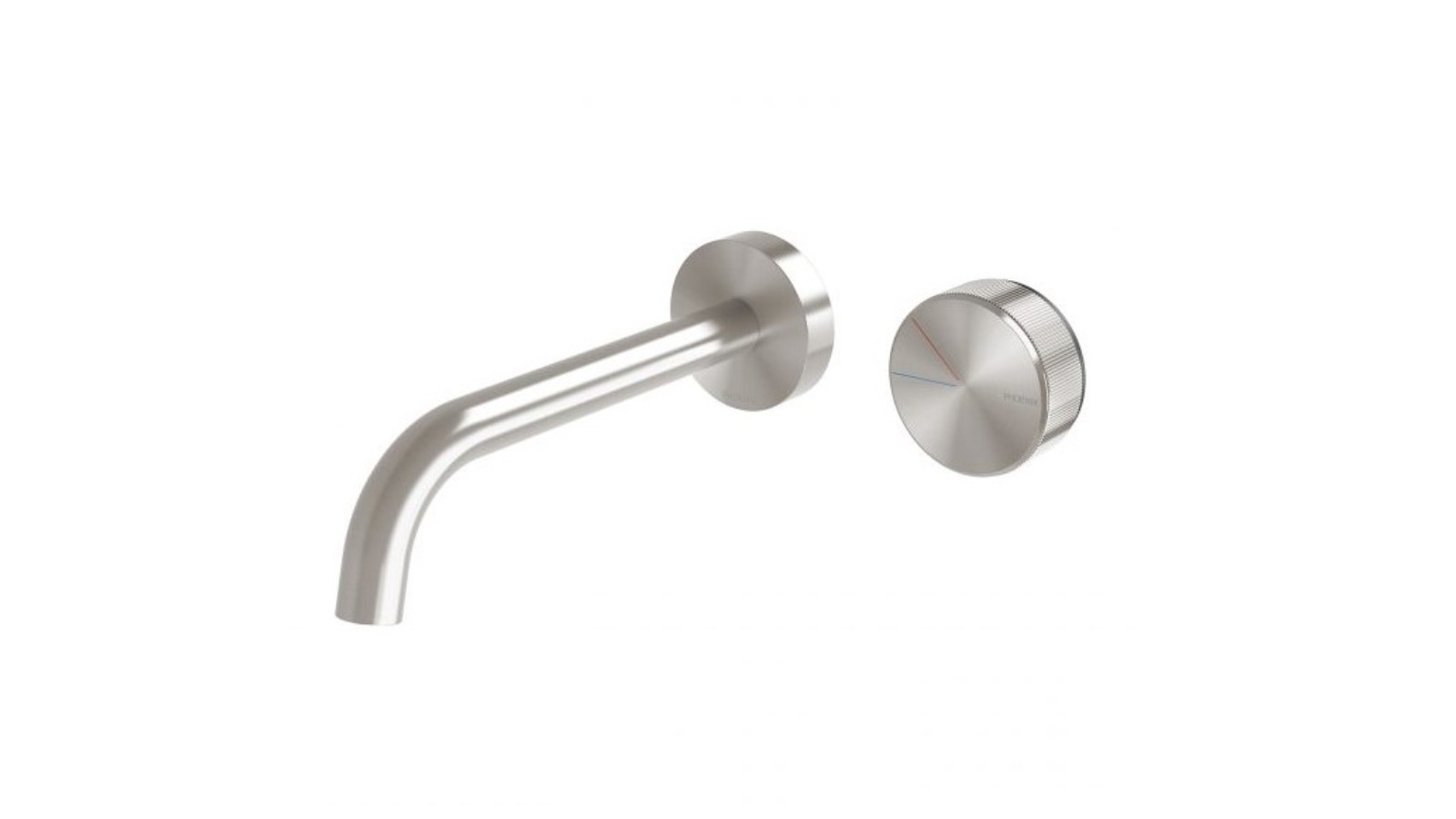 Phoenix Axia 180mm Lead-Free Wall Basin/Bath Curved Outlet Mixer Set - Brushed Nickel