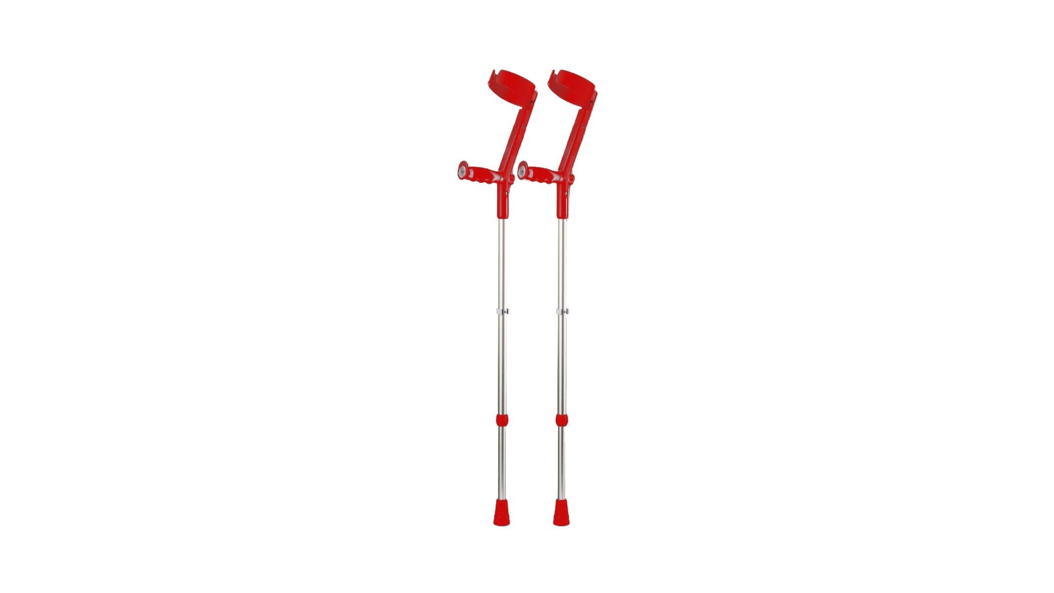 Rebotec Safe-In-Soft Forearm Crutches with Cuff and Hinge - Red (Pair)