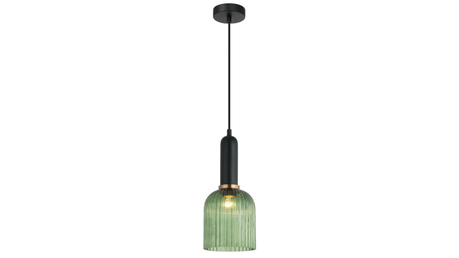 Vintaj Retro Smoky Ellipse Ribbed Glass Interior Pendant Light - Green