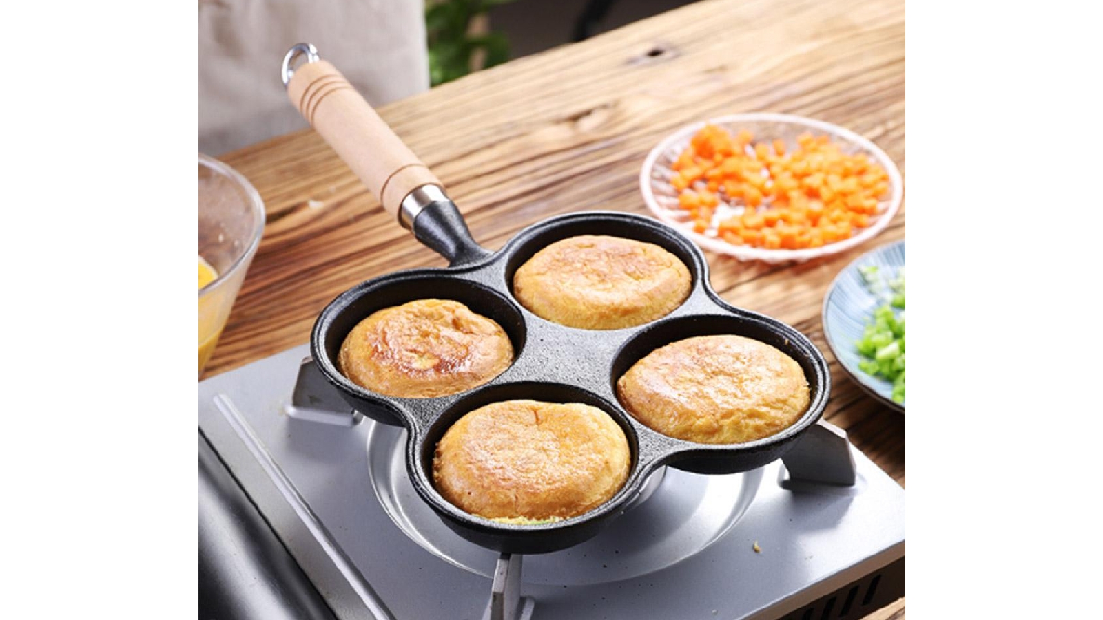 SOGA 4 Mold Multi-Portion Cast Iron Breakfast Fried Egg Pancake Omelet Fry  Pan 