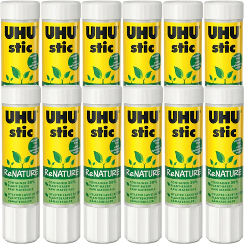UHU ReNature Plant Based 40g Glue Stick - Pack of 12