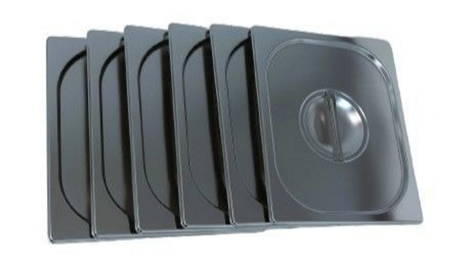 LCE Pack of 6 Stainless Steel Half Size 1/2 Gastronorm Pan Lids