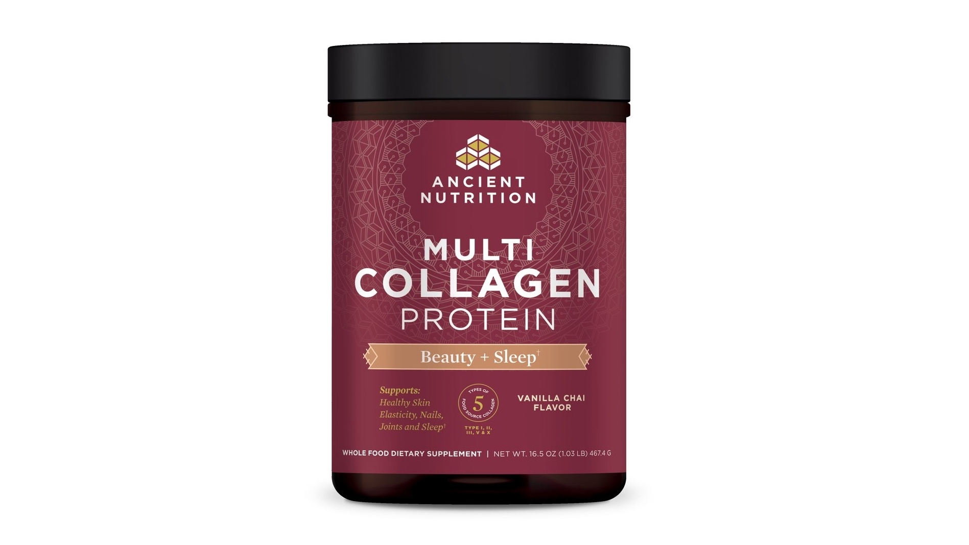 Dr. Axe Multi Collagen Protein Beauty + Sleep Vanilla Chai - 467g