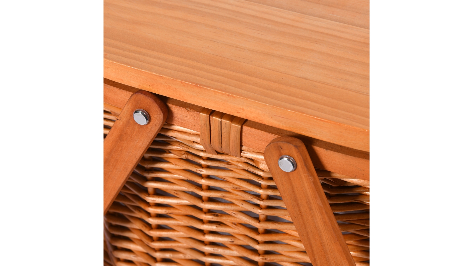 Vibes Tanned Yarra Oval Wicker Picnic Basket with Lid 36.5 x 23 x