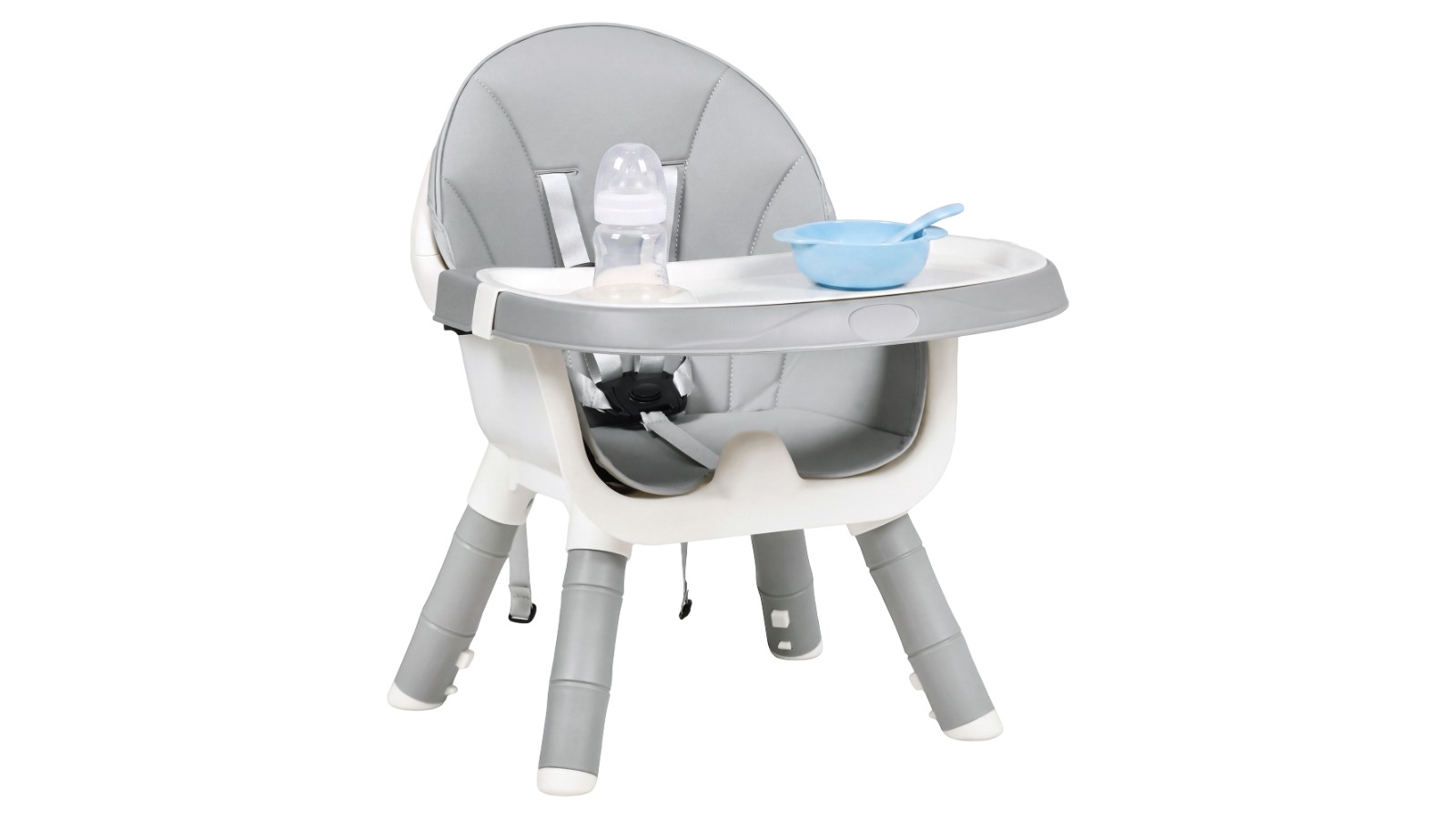 Advwin 5-in-1 Baby High Chair with Security Harness Compact - Gray/White