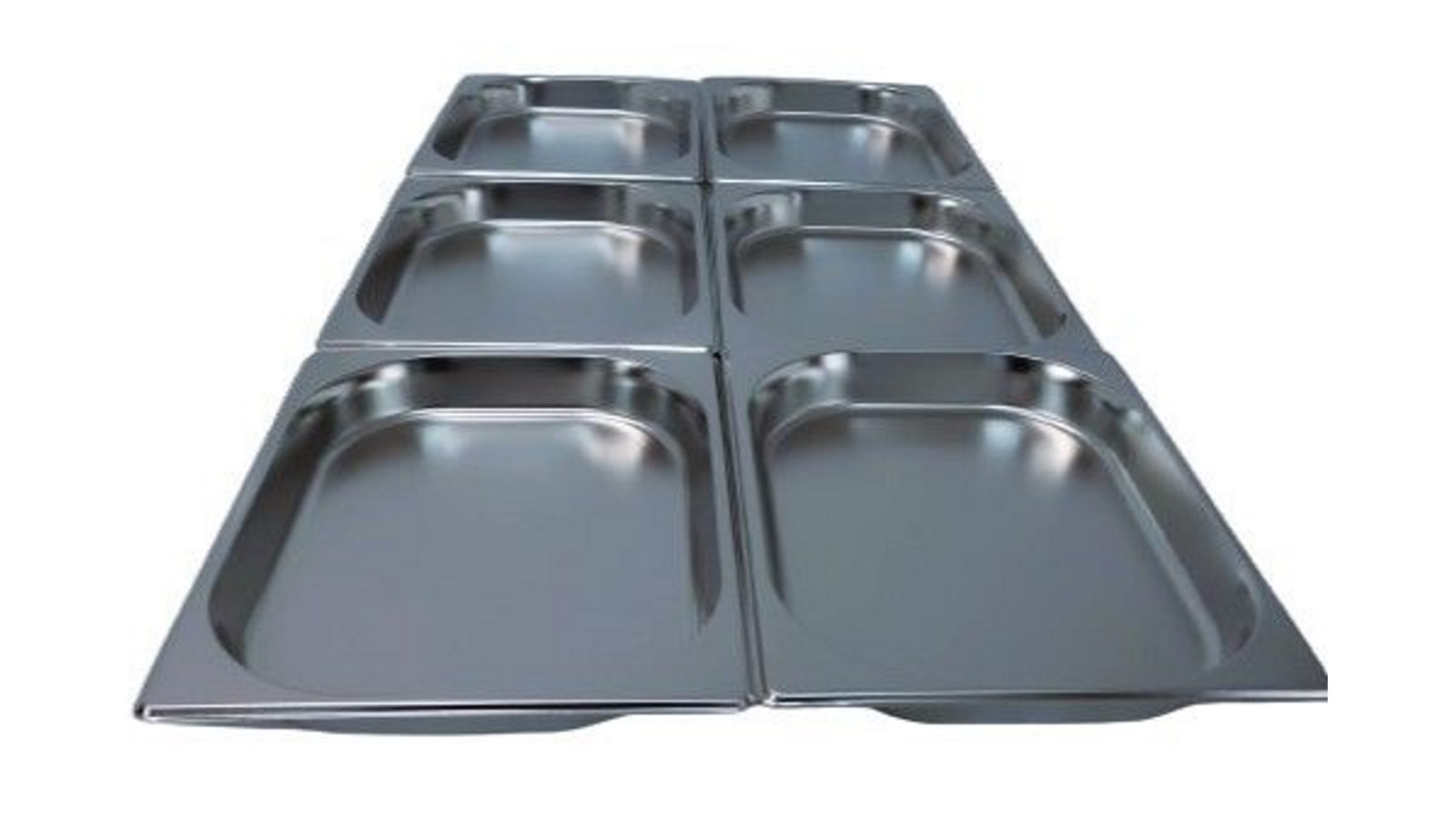 LCE Pack of 6 Stainless Steel 4cm Depth Half Size 1/2 Gastronorm Pan