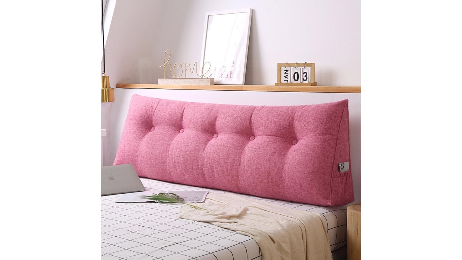 SOGA Piece 120cm Pink Triangular Wedge Bed Pillow Headboard