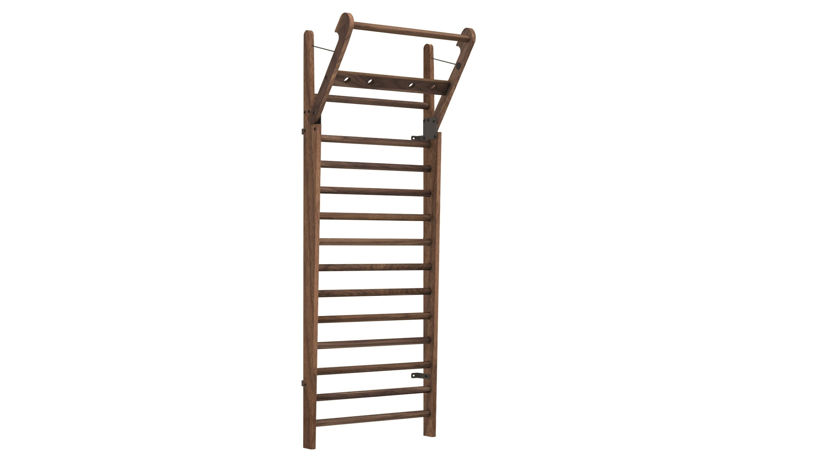 NOHrD 14 Bar WallBar Exercise Equipment in Black Walnut Wood