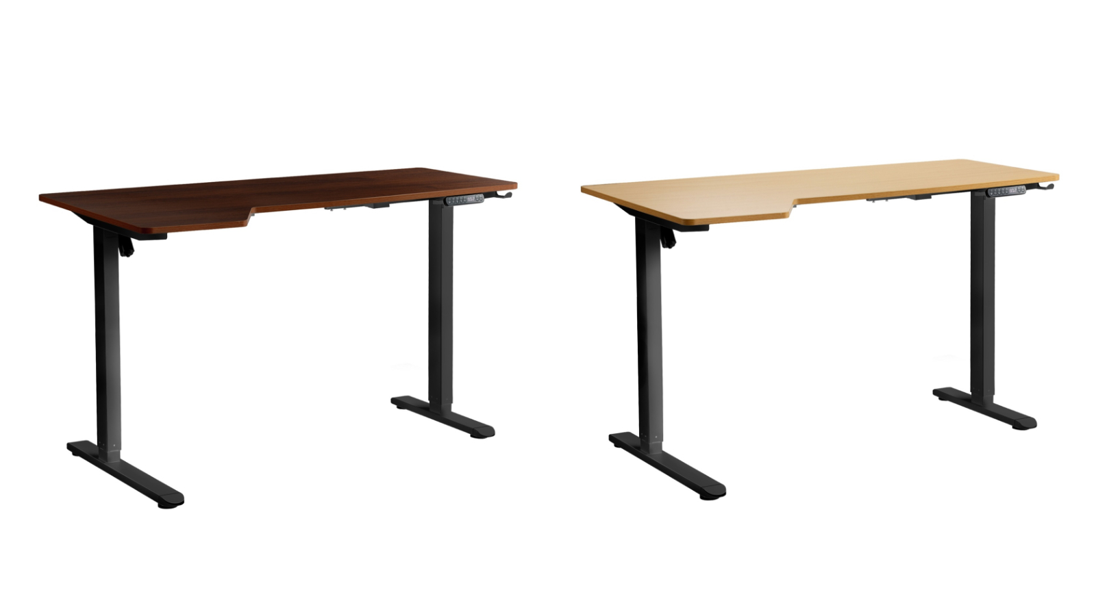 Oikiture 145cm Black Frame Single Motor L-Shape Electric Standing Desk