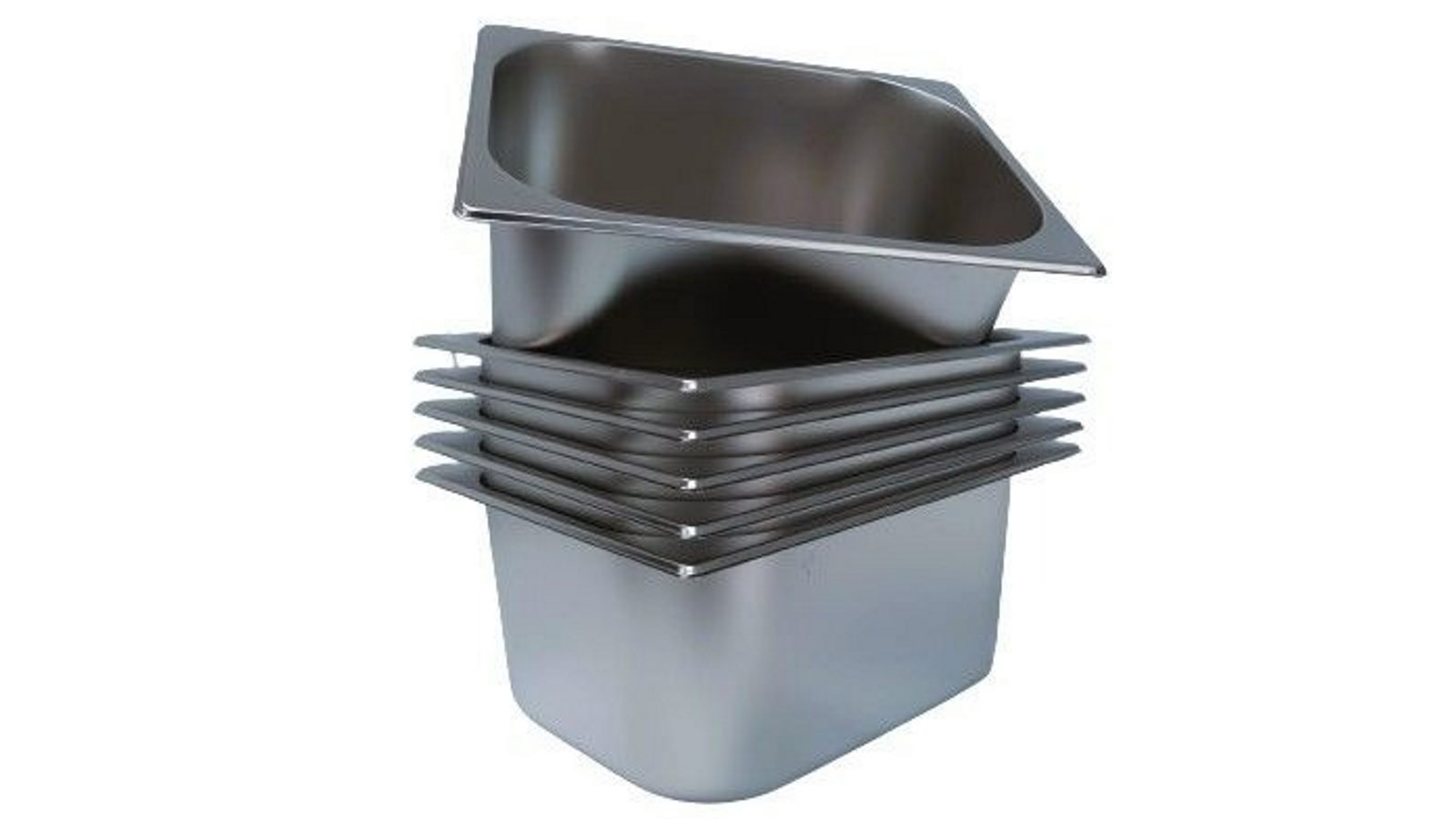 LCE Pack of 6 Stainless Steel 15cm Depth Half Size 1/2 Gastronorm Pan