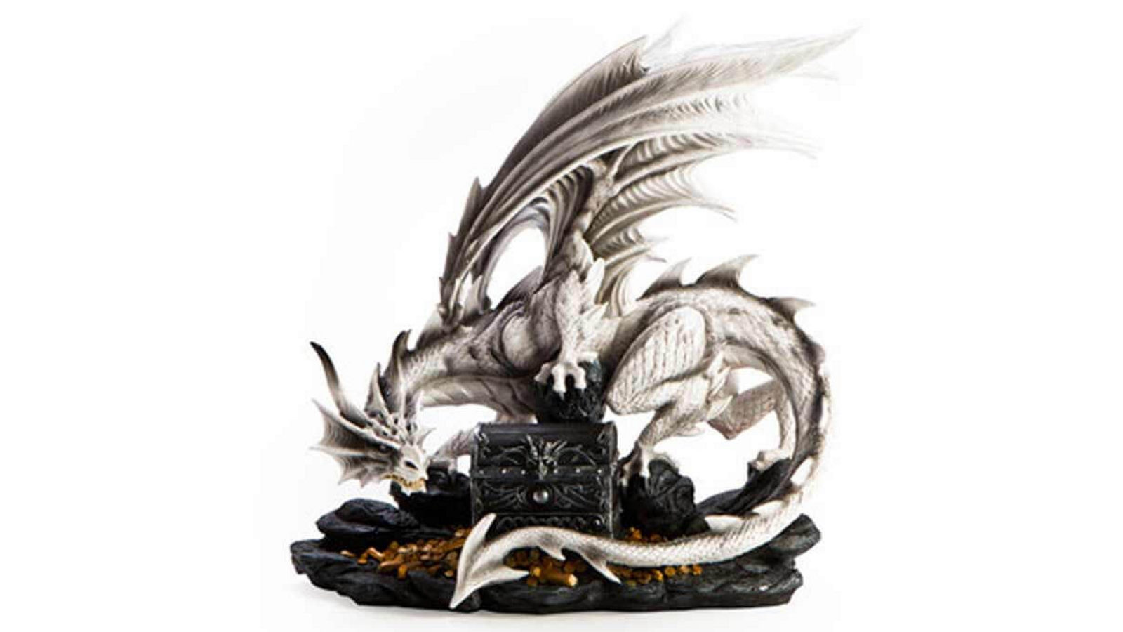 Large White Dragon Guarding Trinket Box