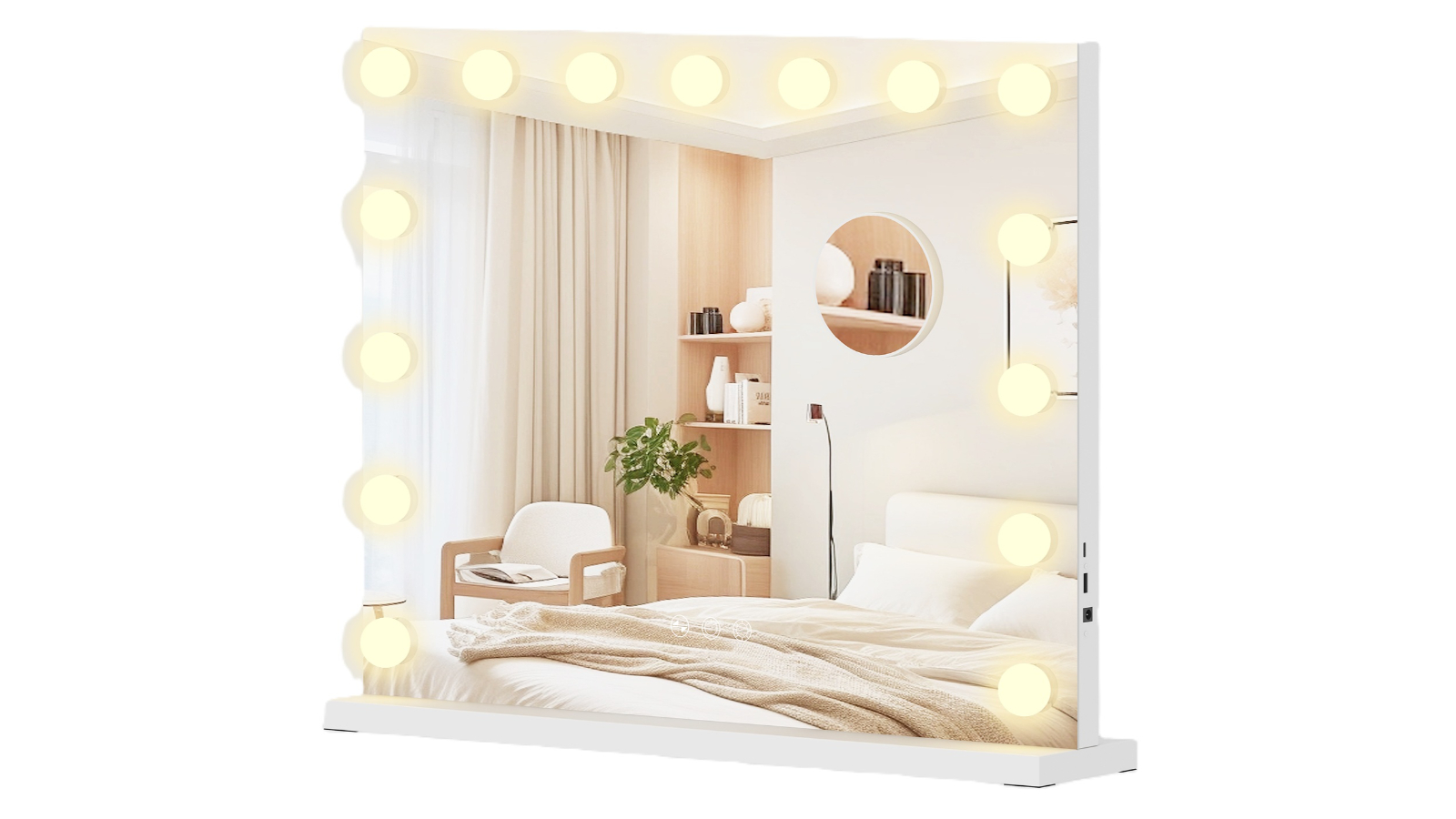 Advwin 58 x 46cm Hollywood Light Makeup Mirror with Charging Station - White