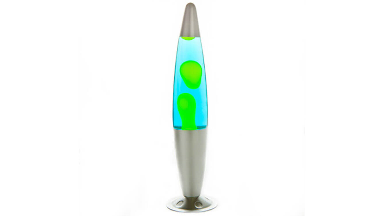 Peace Motion Lamp with Silver Base and Yellow Wax in Blue Liquid