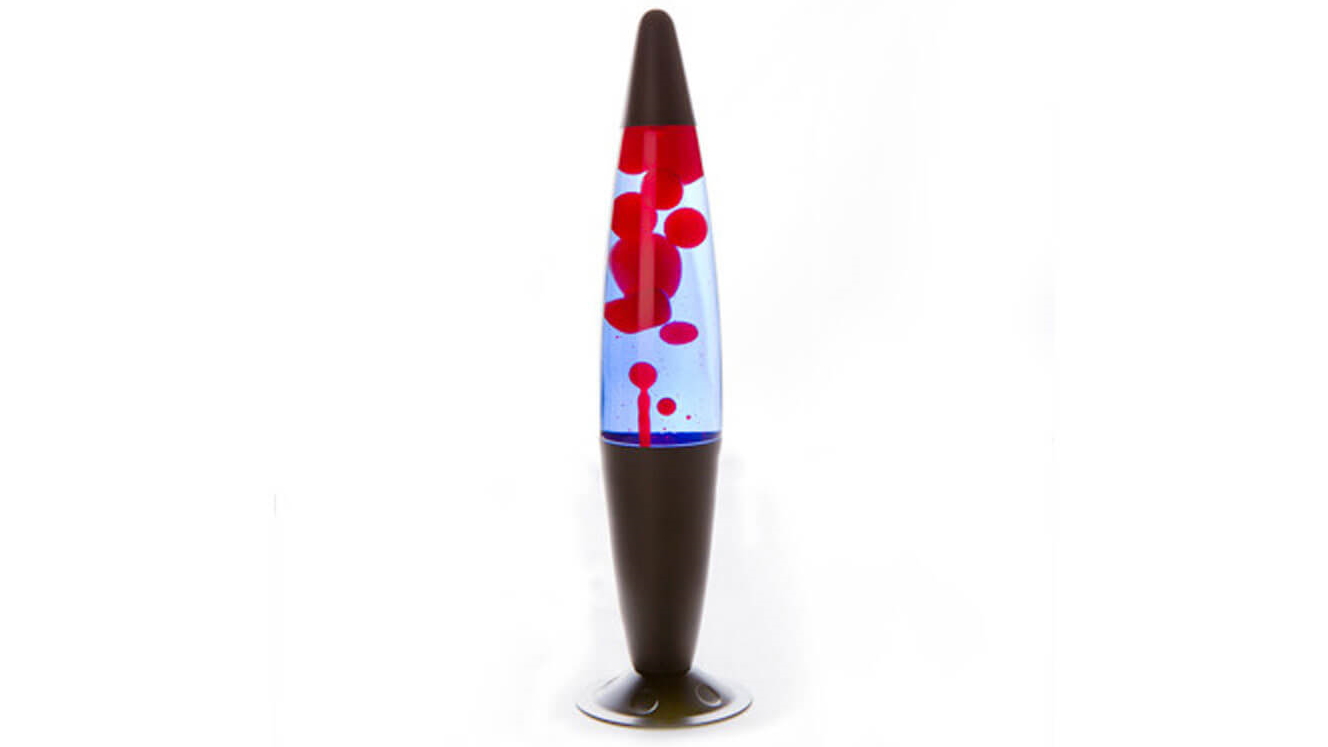 Peace Motion Lamp with Black Base and Red Lava in Blue Liquid