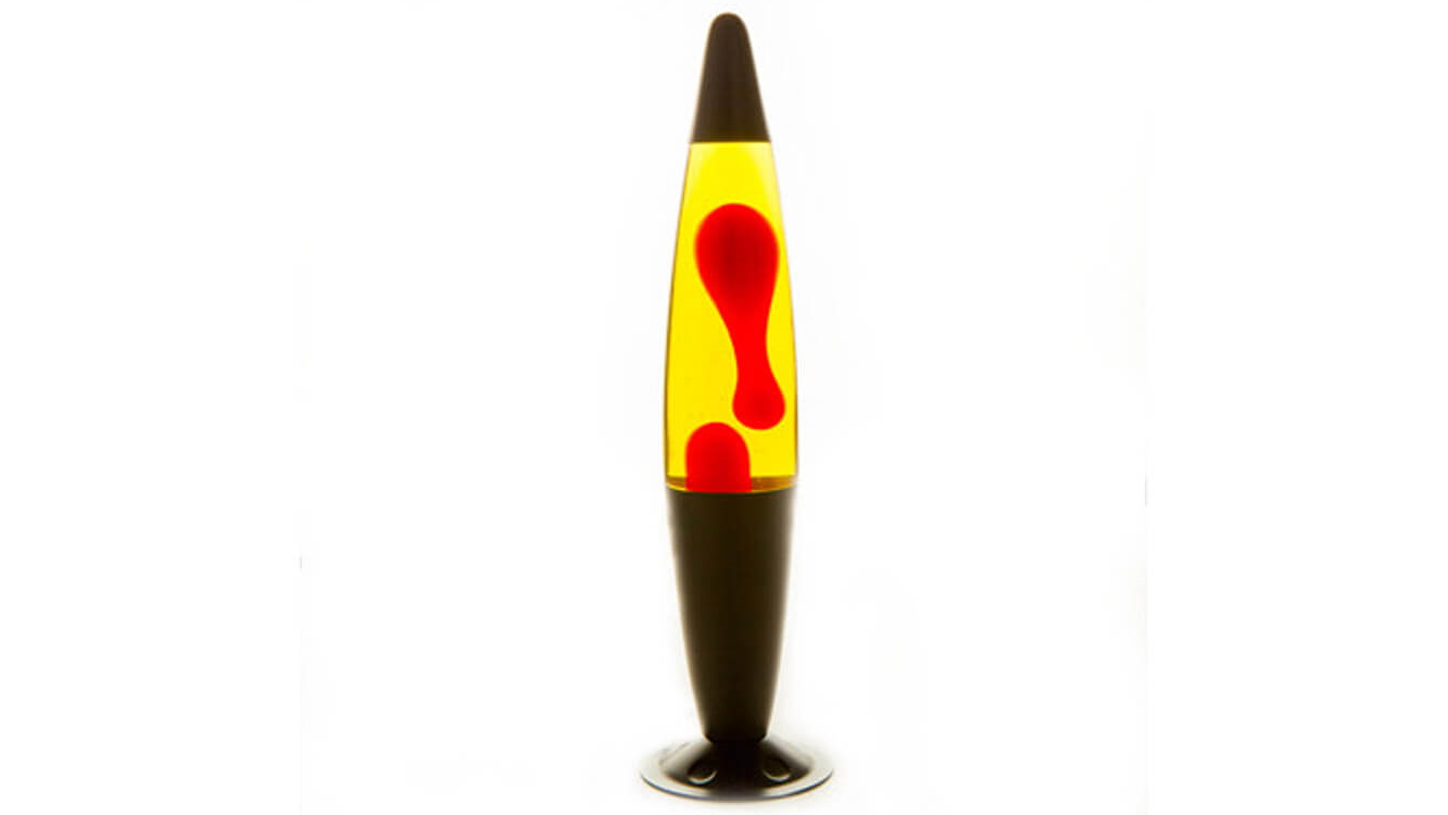 Peace Motion Lamp with Black Base and Red Lava in Yellow Liquid