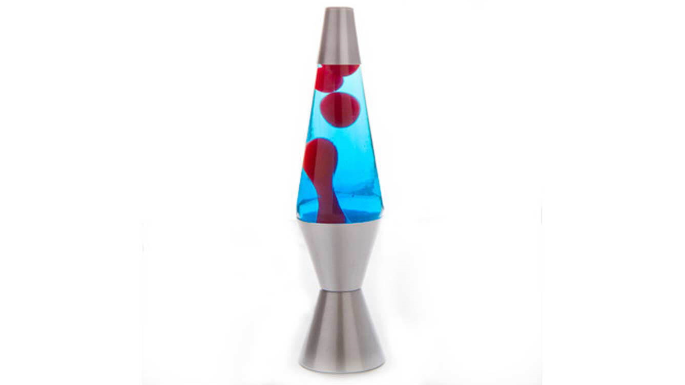 Diamond Motion Lamp with Silver Base and Red Wax in Blue Liquid