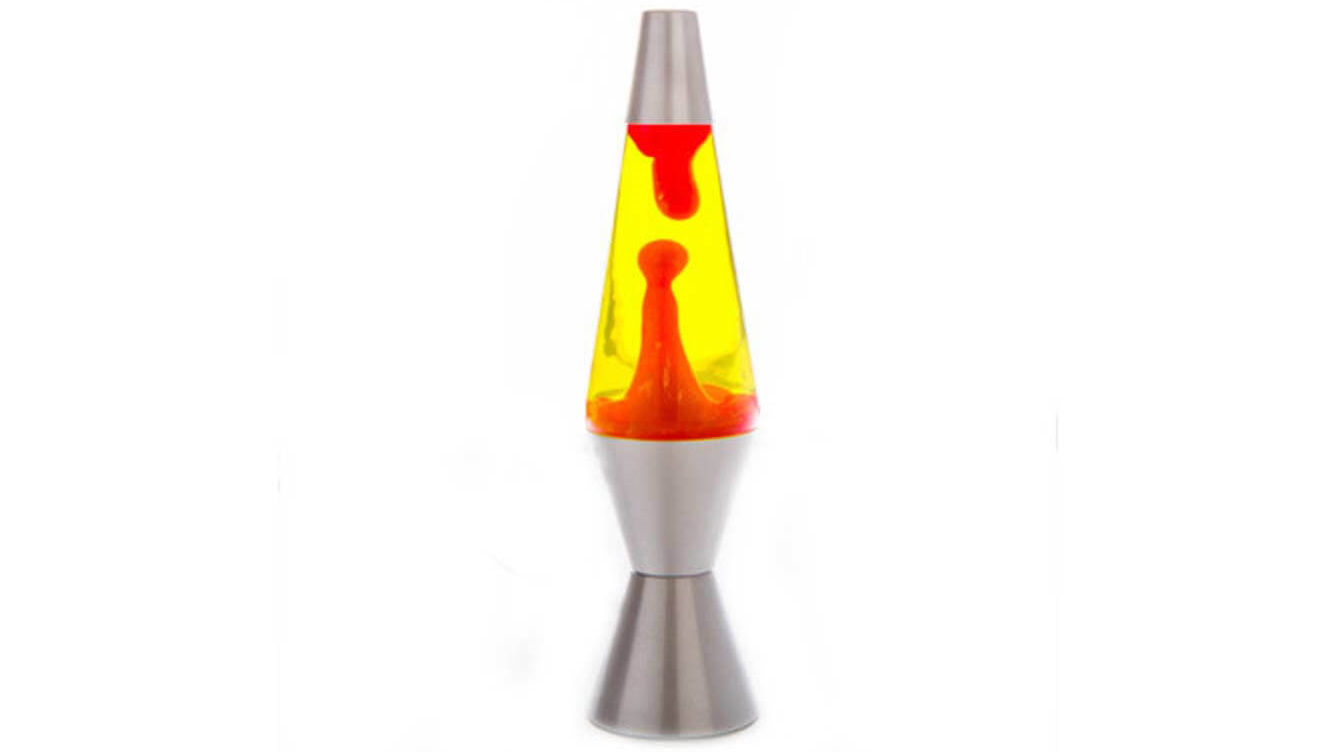 Diamond Motion Lamp with Silver Base and Red Wax in Yellow Liquid