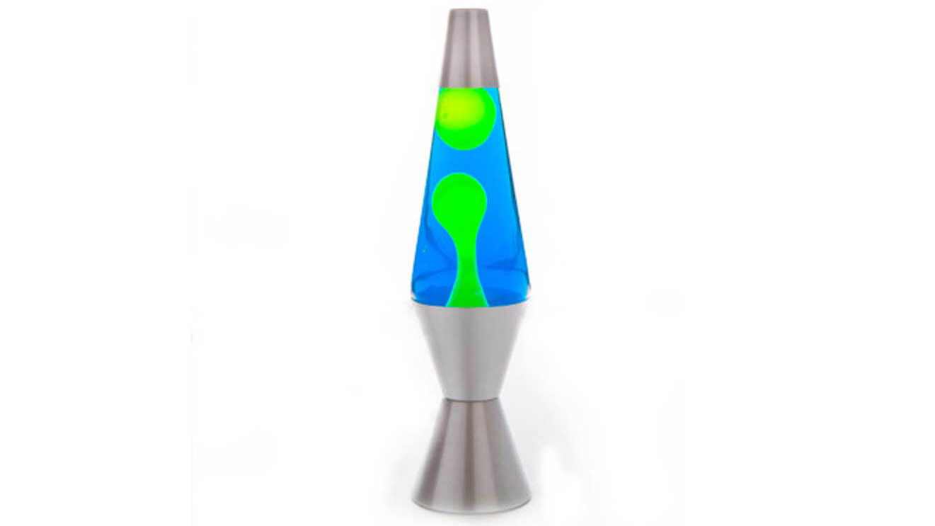 Diamond Motion Lamp with Silver Base and Yellow Wax in Blue Liquid