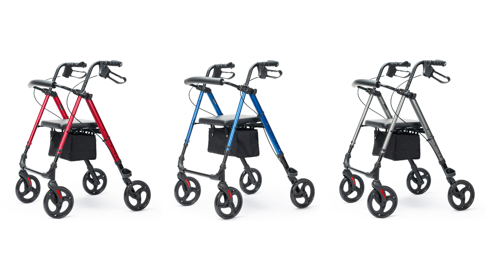 Equipmed Aluminium Frame 4 Wheel Lightweight Rollator Walker for Senior