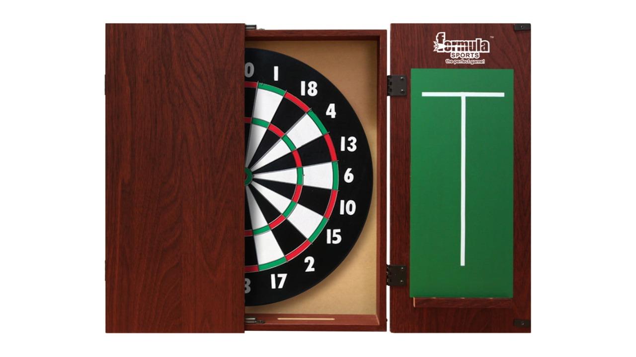 Formula Sports 15inch Dartboard Cabinet Set - Mahogany