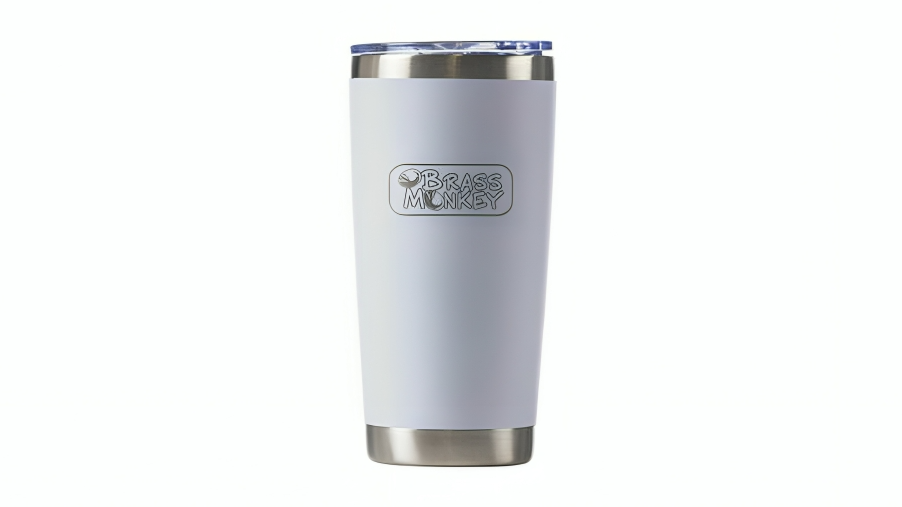 Latest Buys Brass Monkey 590ml Stainless Steel Push Lid Cup - White