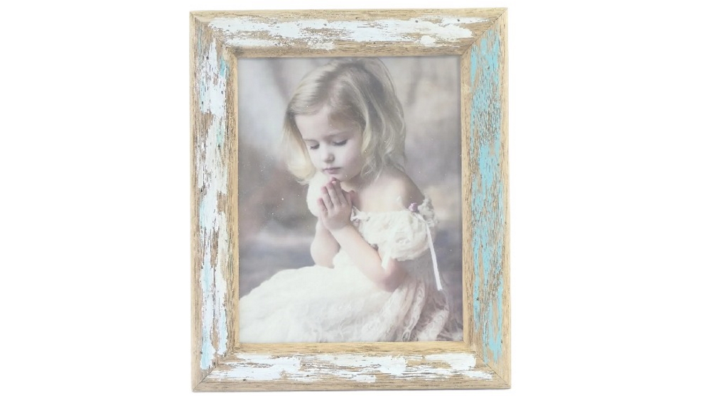 Willow and Silk Blue + Whitewash Handcrafted 8x10 Photo Frame - 27x2x32cm