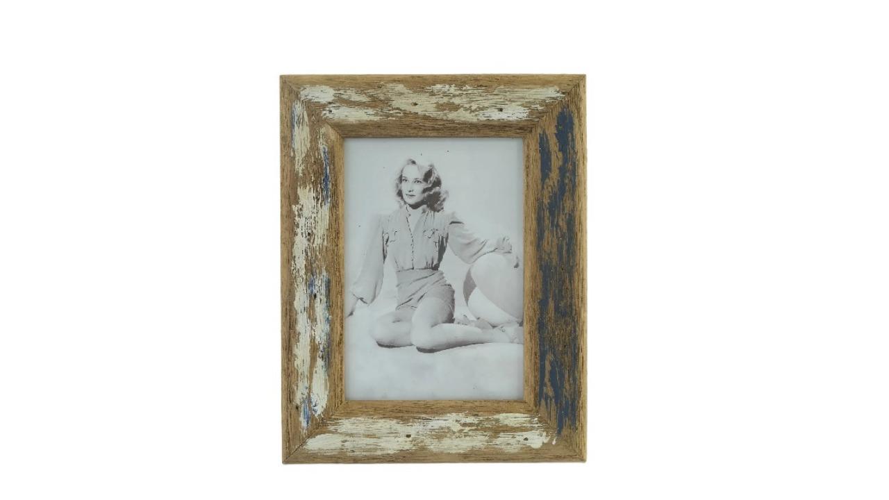 Willow and Silk Blue/Whitewash Handcrafted Photo Frame - 5 x 7cm 