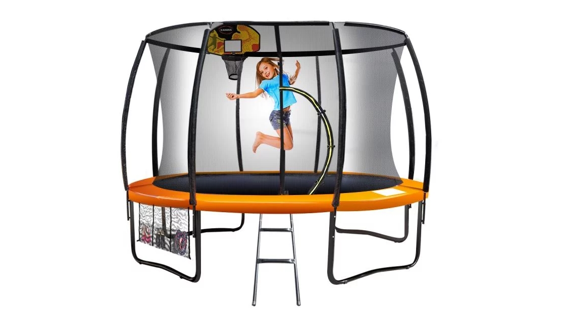Kahuna 10ft Trampoline with Basketball Set - Orange
