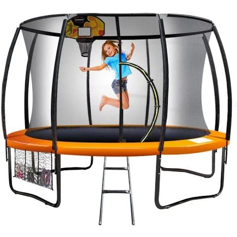Kahuna 10ft Trampoline with Basketball Set - Orange