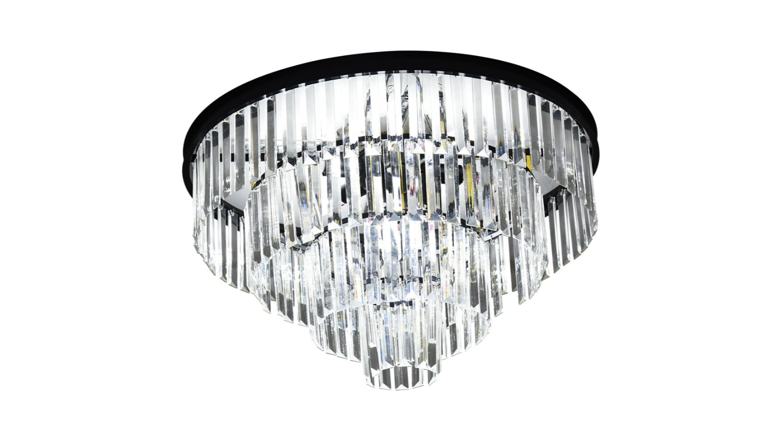Eli & Co. Lighting 60cm Brionne Crystal Tiered Flush Mount Chandelier - Black