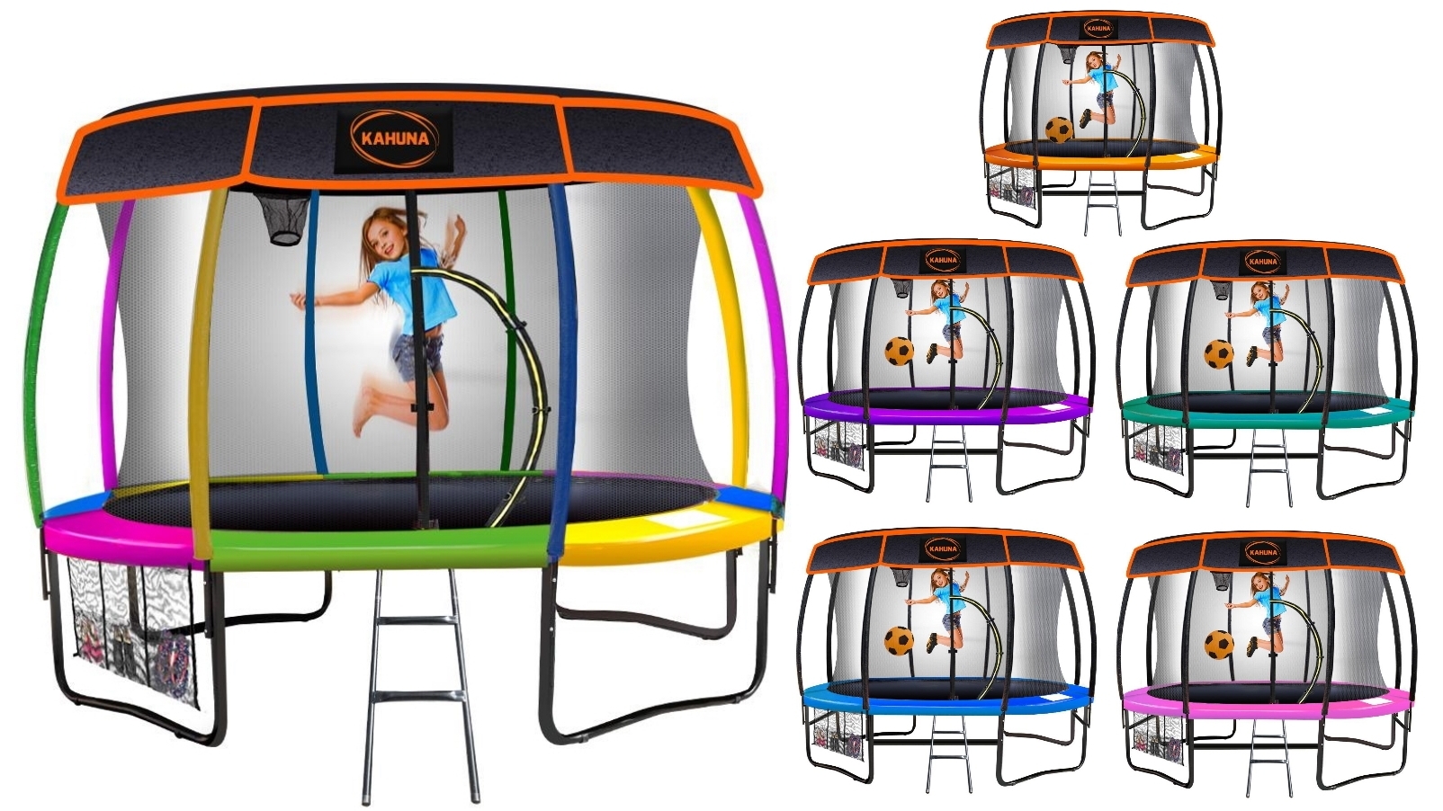 Kahuna 12ft Trampoline with Roof and Basketball Set Harvey Norman