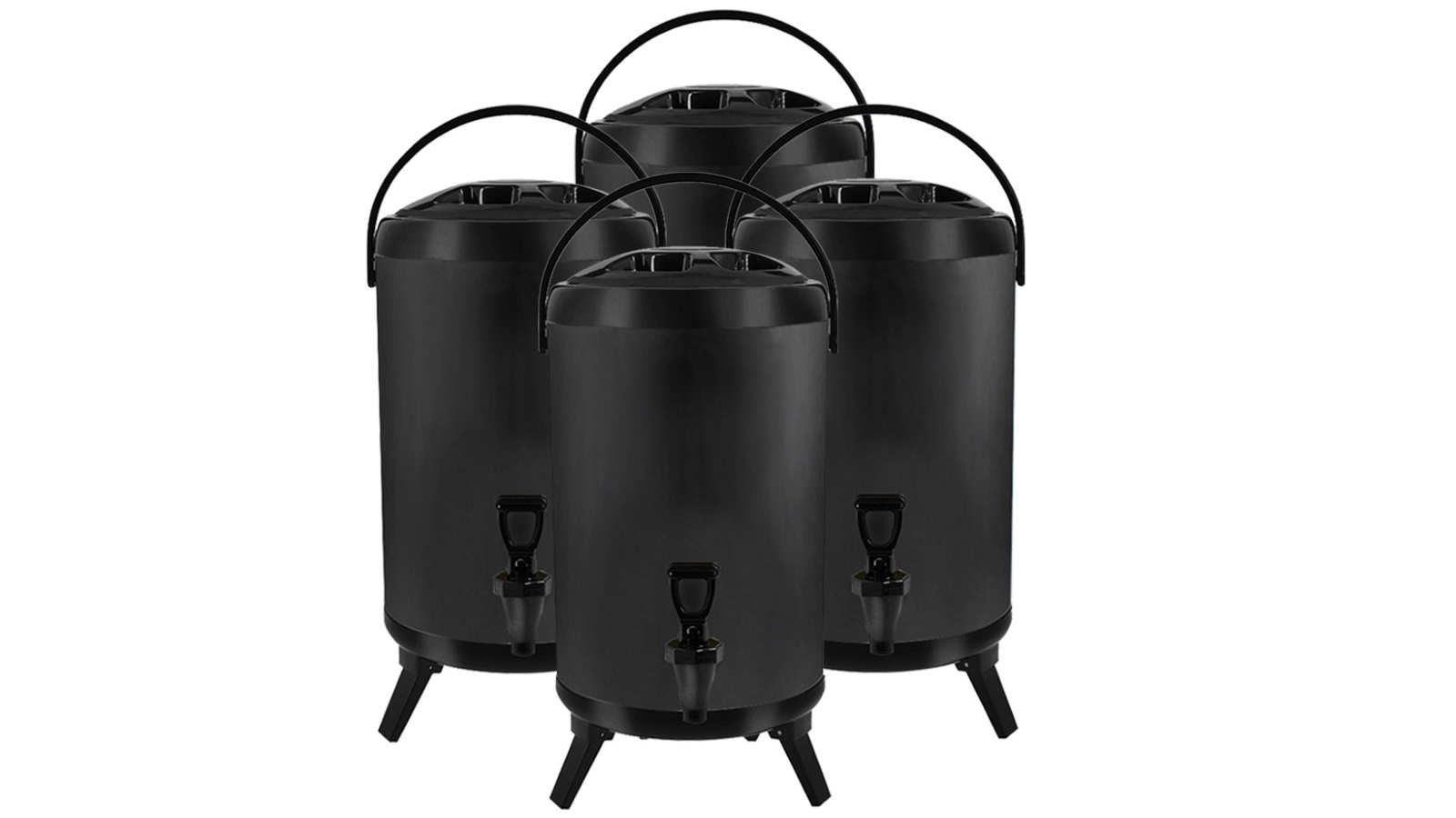 SOGA 4x 12L Stainless Steel Insulated Milk Tea Barrel Hot and Cold Beverage Dispenser Container - Black