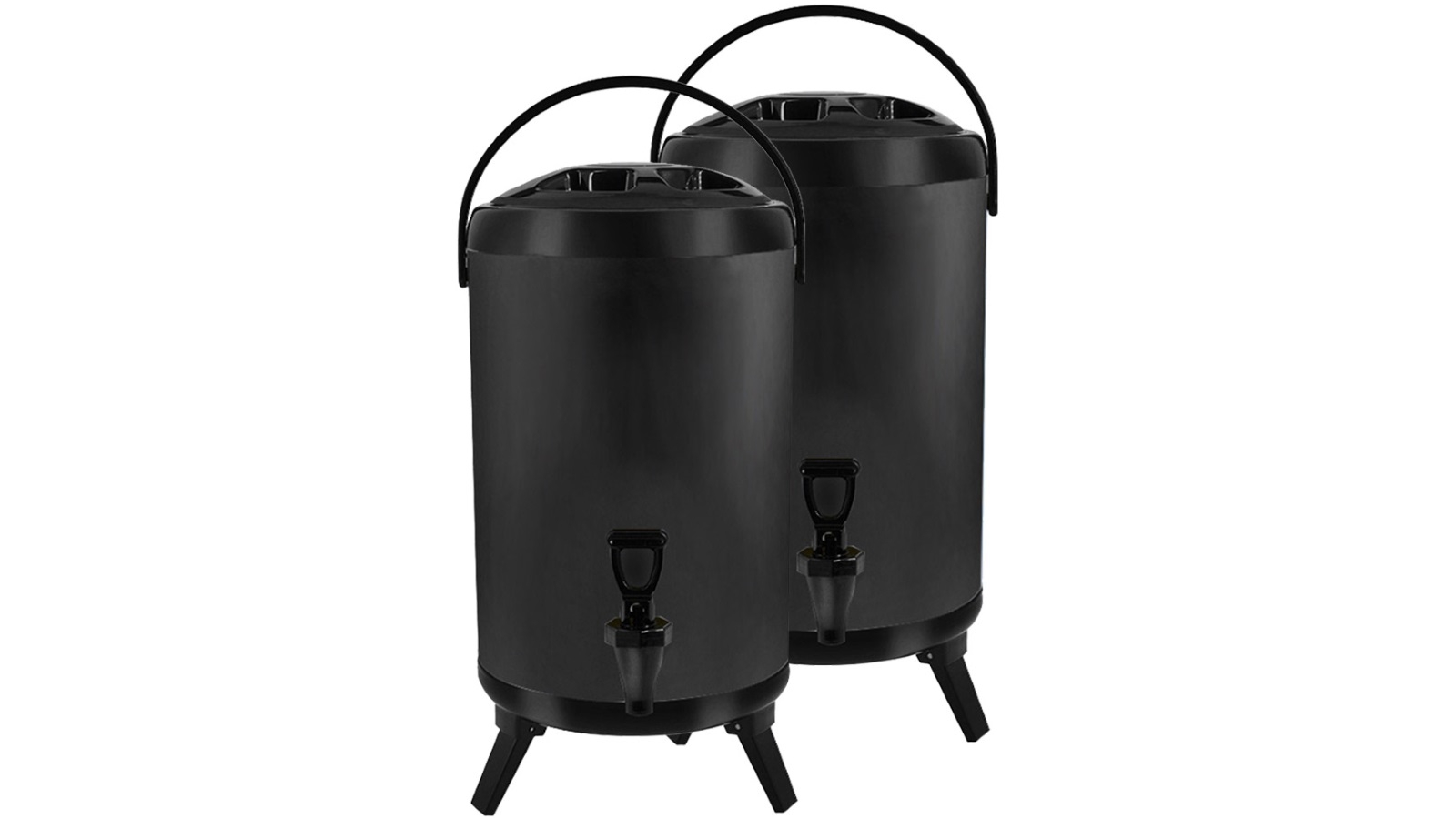 SOGA 2x 12L Stainless Steel Insulated Milk Tea Barrel Hot and Cold Beverage Dispenser Container - Black