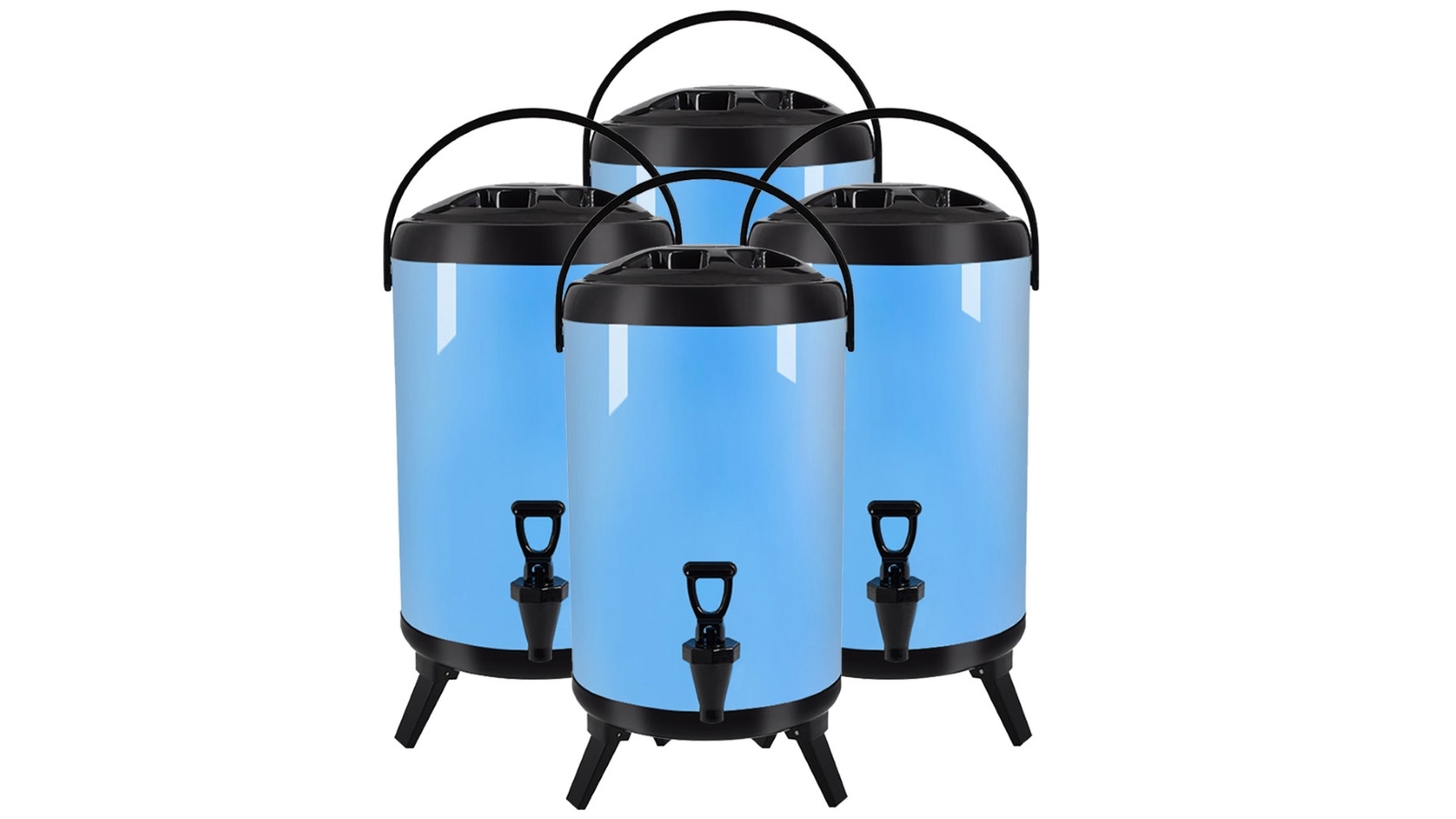 SOGA 4x 12L Stainless Steel Insulated Milk Tea Barrel Hot and Cold Beverage Dispenser Container - Blue