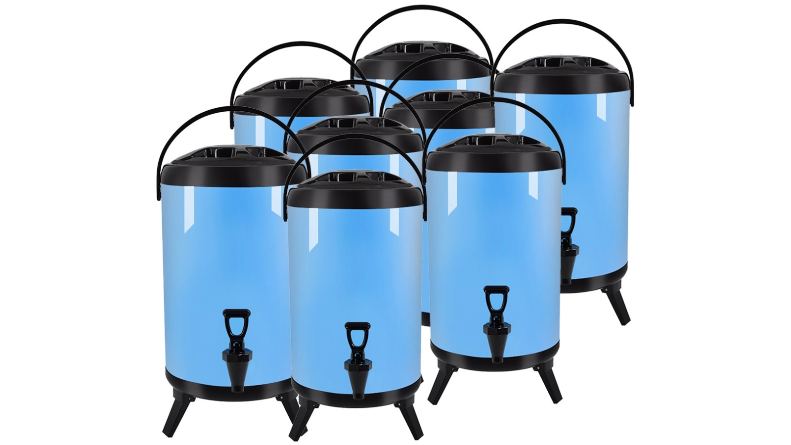 SOGA 8x 12L Stainless Steel Insulated Milk Tea Barrel Hot and Cold Beverage Dispenser Container - Blue