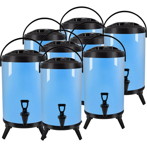SOGA 8x 12L Stainless Steel Insulated Milk Tea Barrel Hot and Cold Beverage Dispenser Container - Blue
