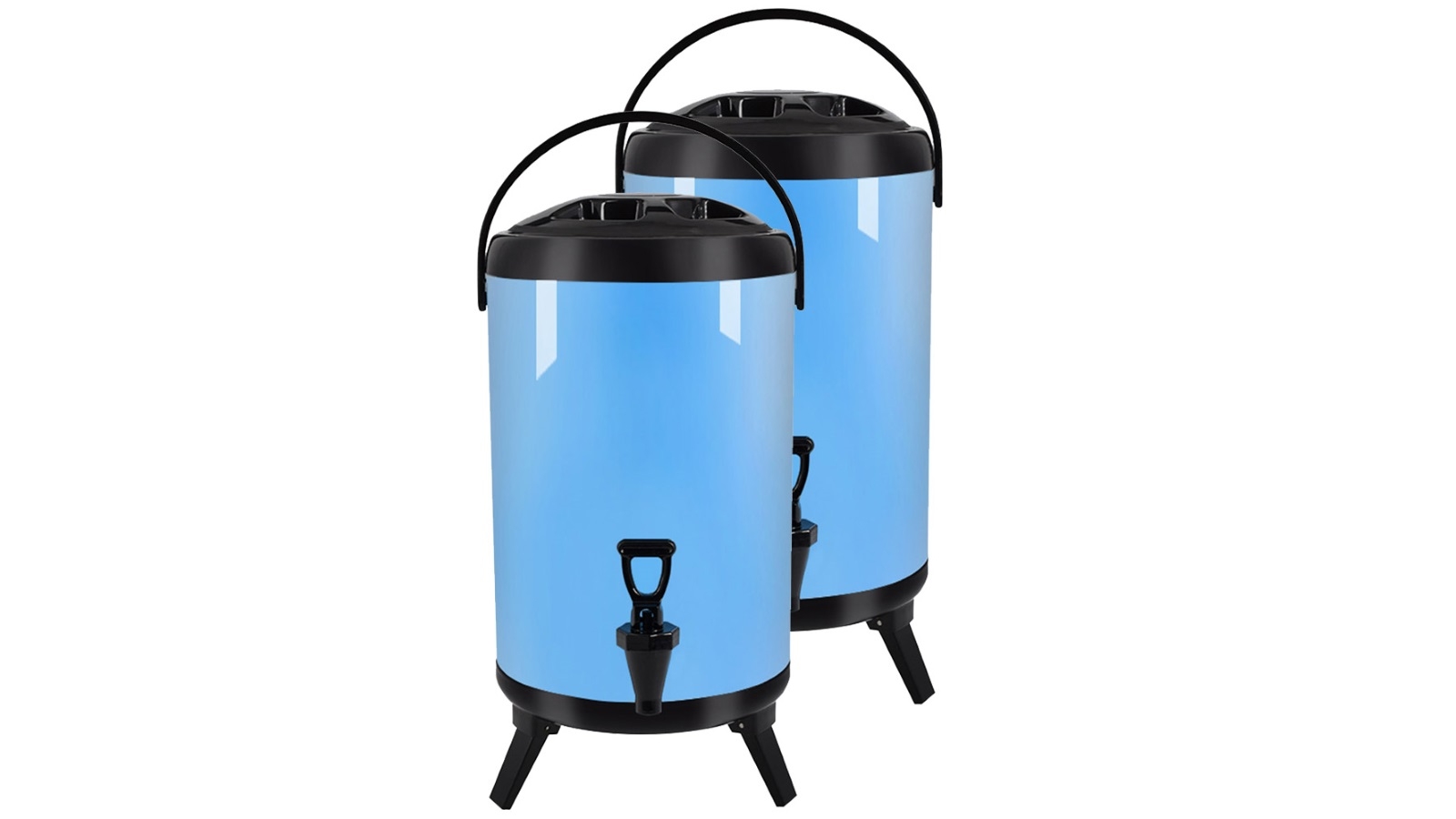 SOGA 2x 12L Stainless Steel Insulated Milk Tea Barrel Hot and Cold Beverage Dispenser Container - Blue