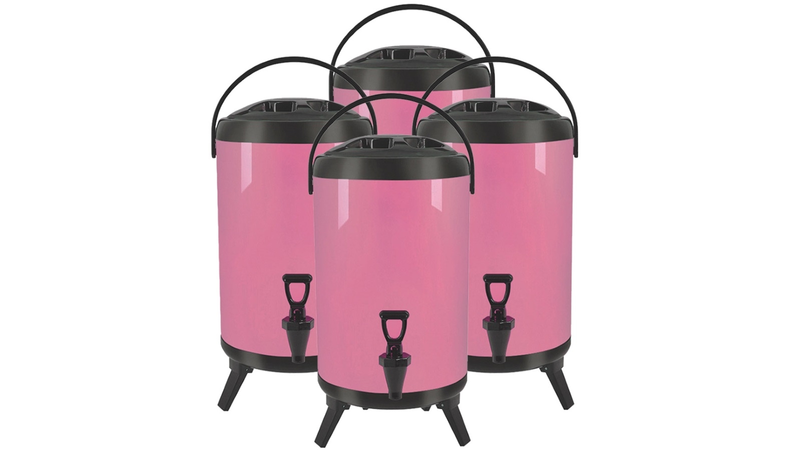 SOGA 4x 12L Stainless Steel Insulated Milk Tea Barrel Hot and Cold Beverage Dispenser Container - Pink