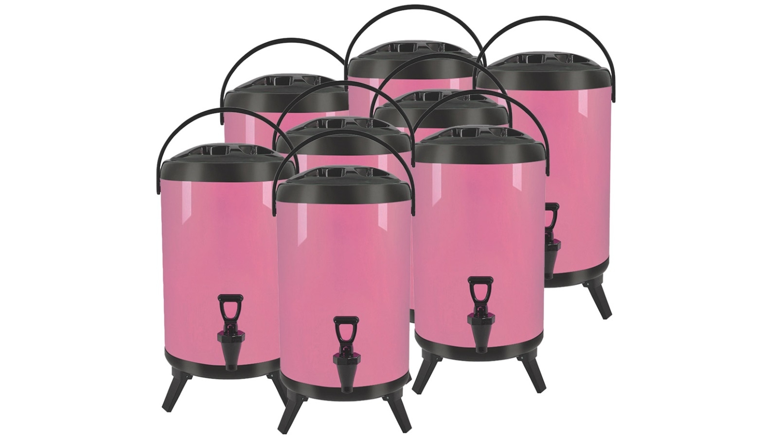 SOGA 8x 12L Stainless Steel Insulated Milk Tea Barrel Hot and Cold Beverage Dispenser Container - Pink
