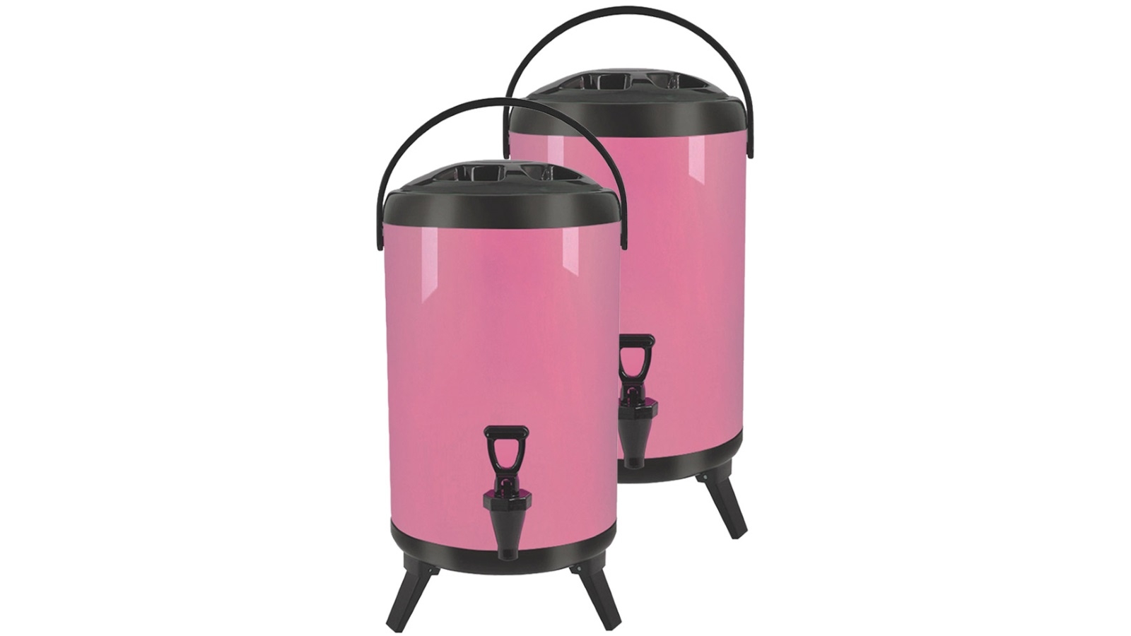SOGA 2x 12L Stainless Steel Insulated Milk Tea Barrel Hot and Cold Beverage Dispenser Container - Pink