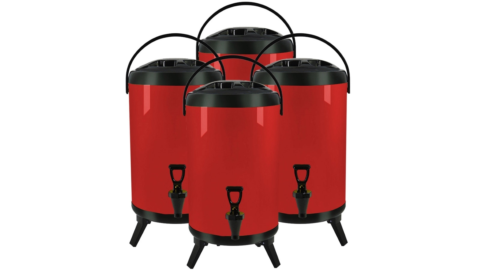SOGA 4x 12L Stainless Steel Insulated Milk Tea Barrel Hot and Cold Beverage Dispenser Container - Red