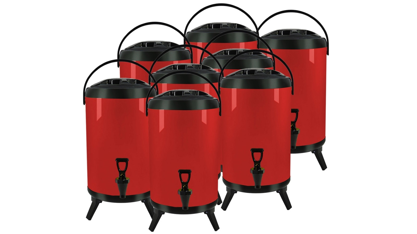 SOGA 8x 12L Stainless Steel Insulated Milk Tea Barrel Hot and Cold Beverage Dispenser Container - Red