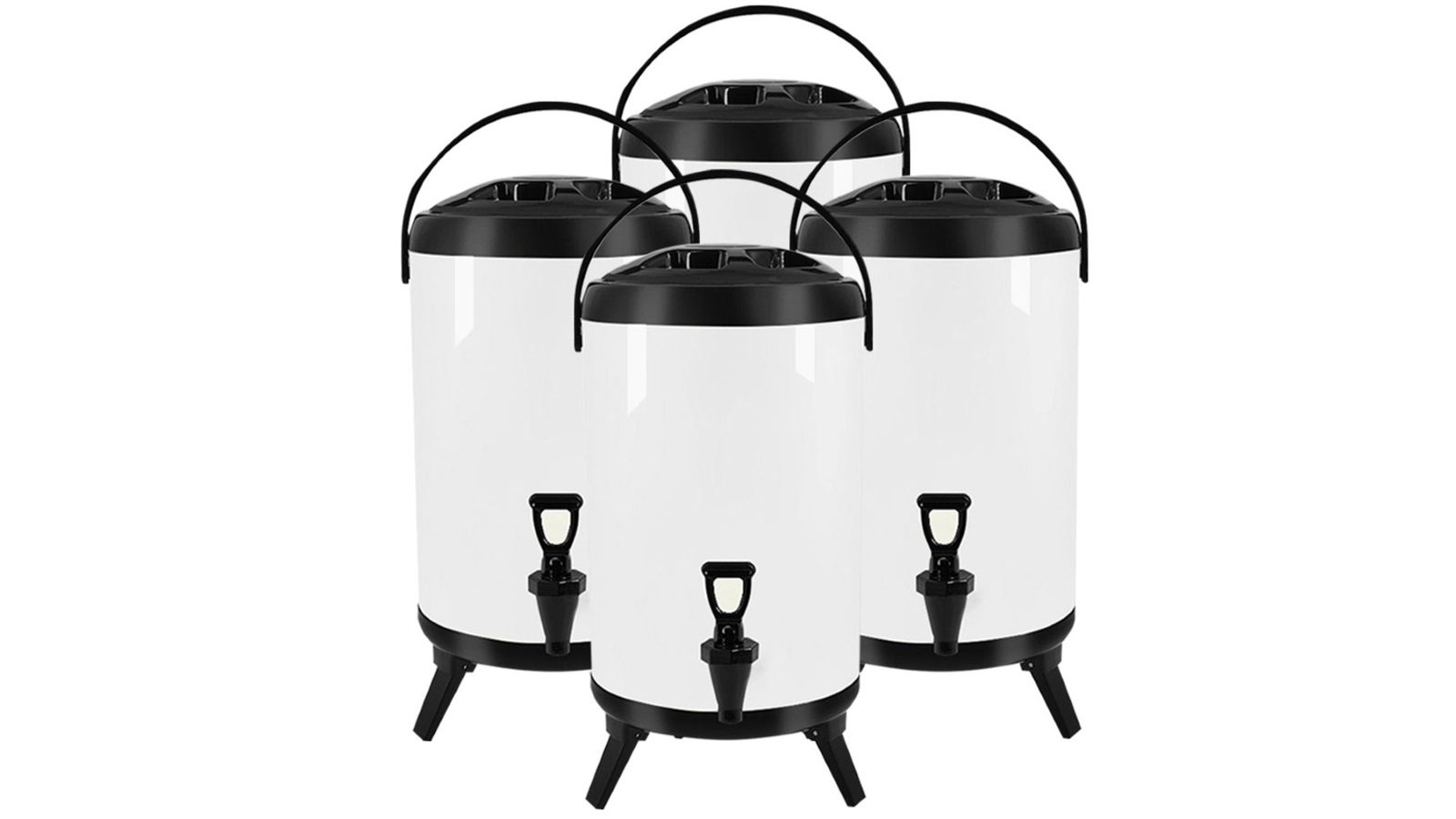 SOGA 4x 12L Stainless Steel Insulated Milk Tea Barrel Hot and Cold Beverage Dispenser Container - White