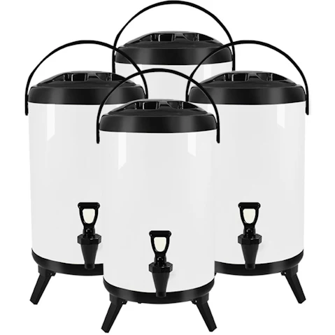 SOGA 4x 12L Stainless Steel Insulated Milk Tea Barrel Hot and Cold Beverage Dispenser Container - White