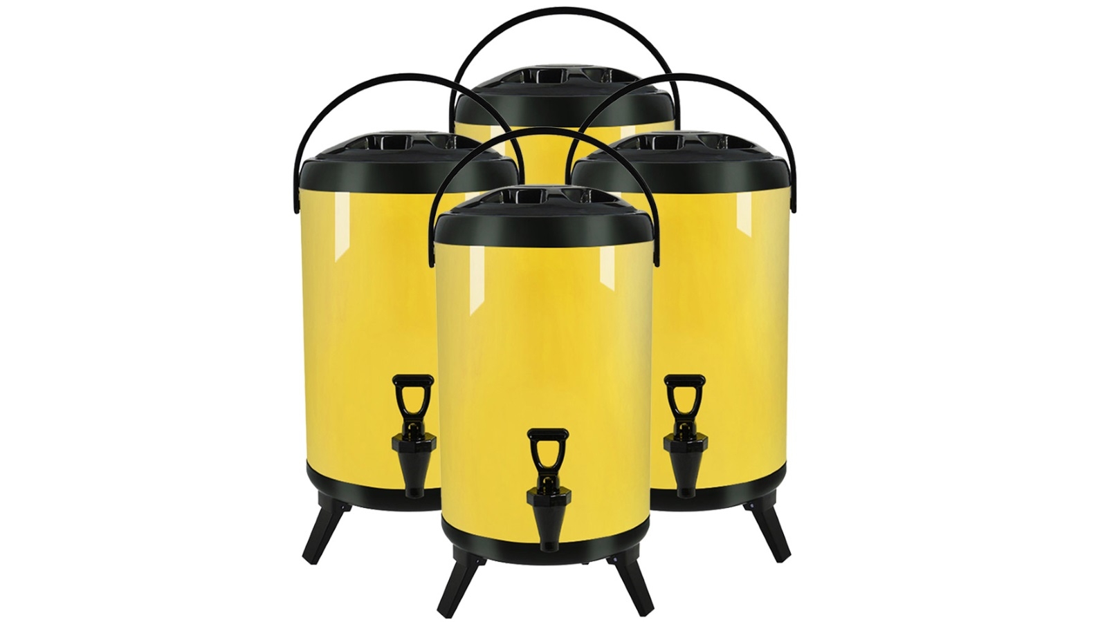 SOGA 4x 12L Stainless Steel Insulated Milk Tea Barrel Hot and Cold Beverage Dispenser Container - Yellow